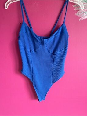 Ribbed Cobalt Blue Bodysuit